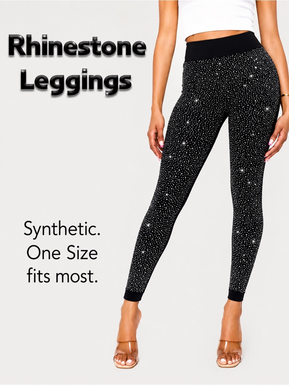 Sparkling Black Rhinestone Leggings NEW